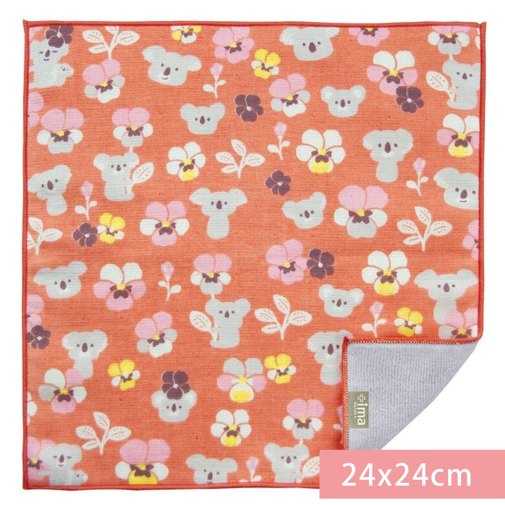 日本代購 - 【ima+】日本製今治純棉手帕-無尾熊-粉橘 (24x24cm)