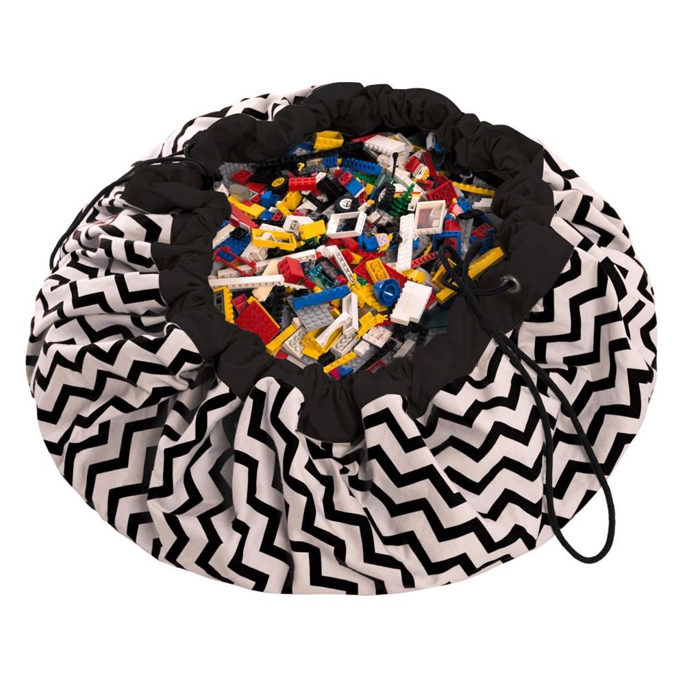 比利時 Play & Go - 玩具整理袋-電波黑-展開直徑 140cm/重量 850g/產品包裝 24.5×21.5×5.5cm