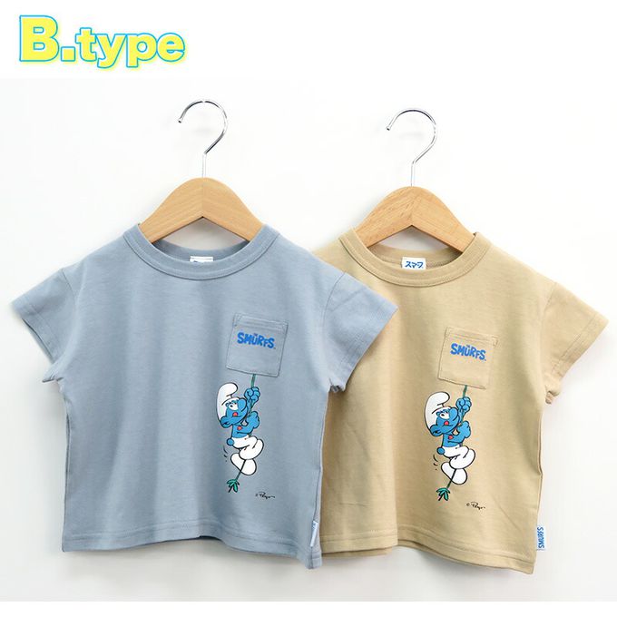 日本 ZOOLAND - 藍色小精靈聯名純棉短T-A四格大頭-白