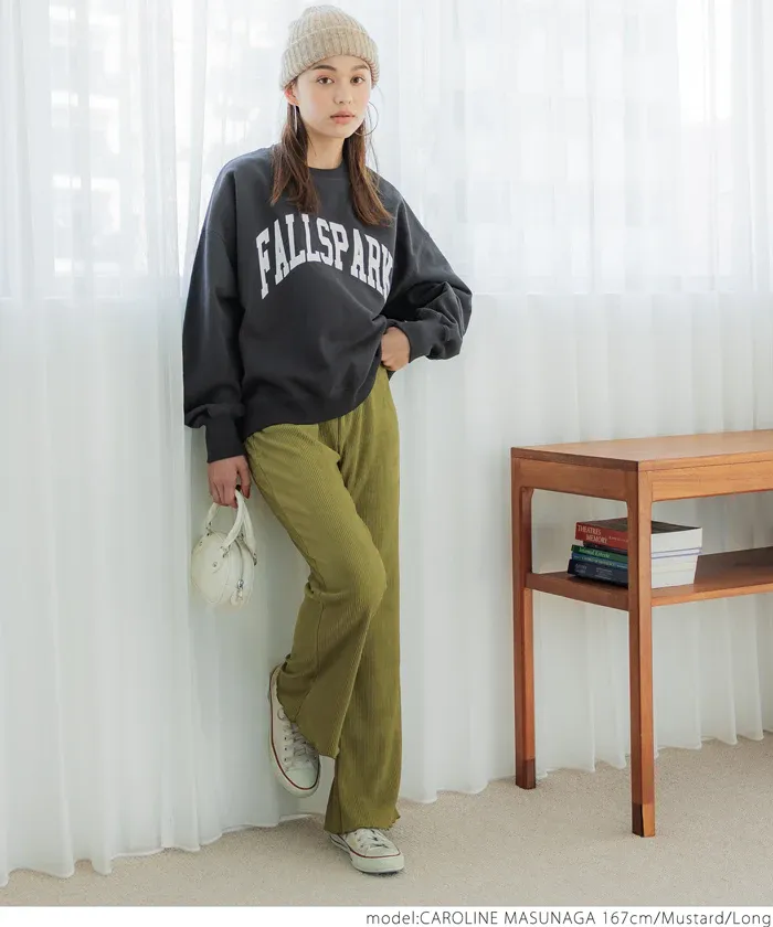 日本 COCA - 秋冬款燈芯絨百搭寬褲-酒紅