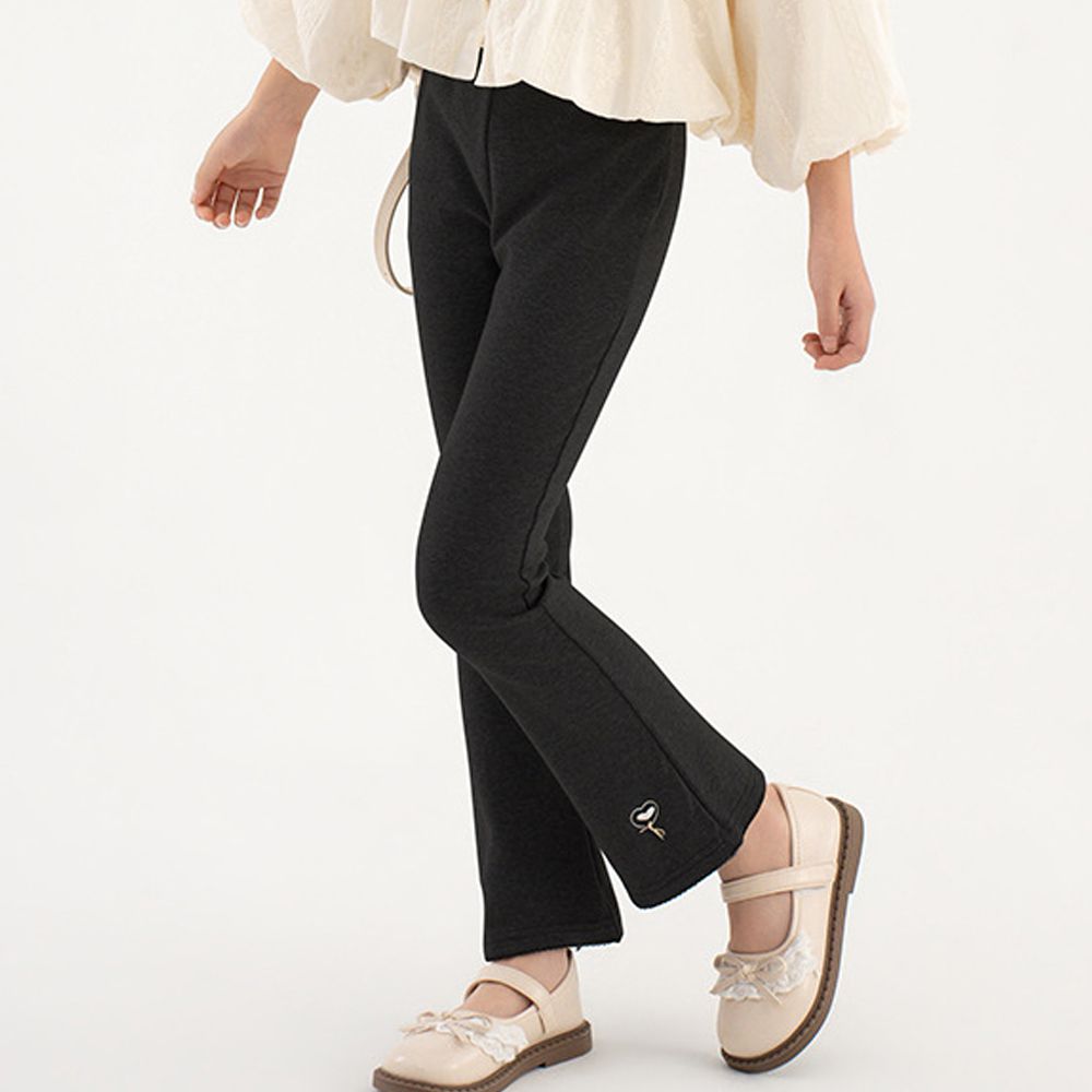 喇叭內搭褲-愛心蝴蝶結-黑色