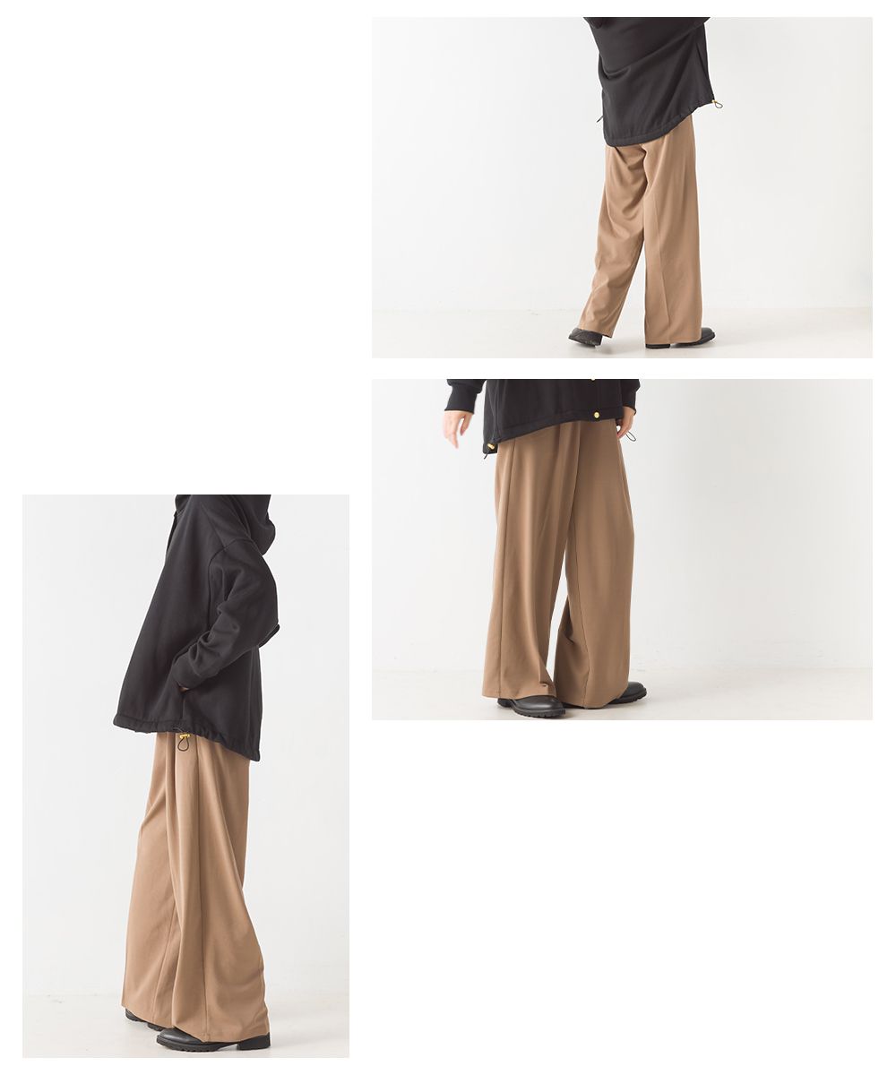 日本 OMNES - 百搭質感垂墜寬褲-白杏