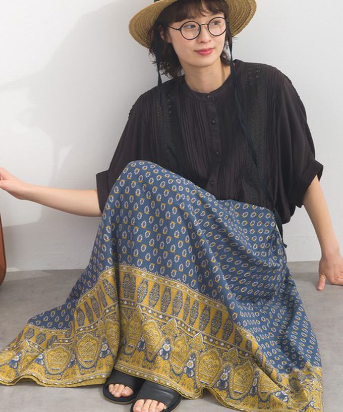 日本 Lupilien - 熱銷再販 2way雙面穿印度棉典雅長裙-深灰x海軍藍