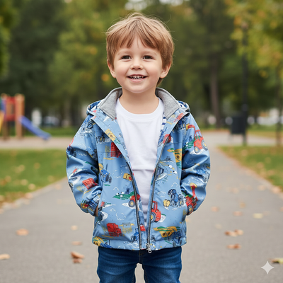 Meanbear - 防風防雨反光衝鋒外套-怪手挖土機-斜拉鏈