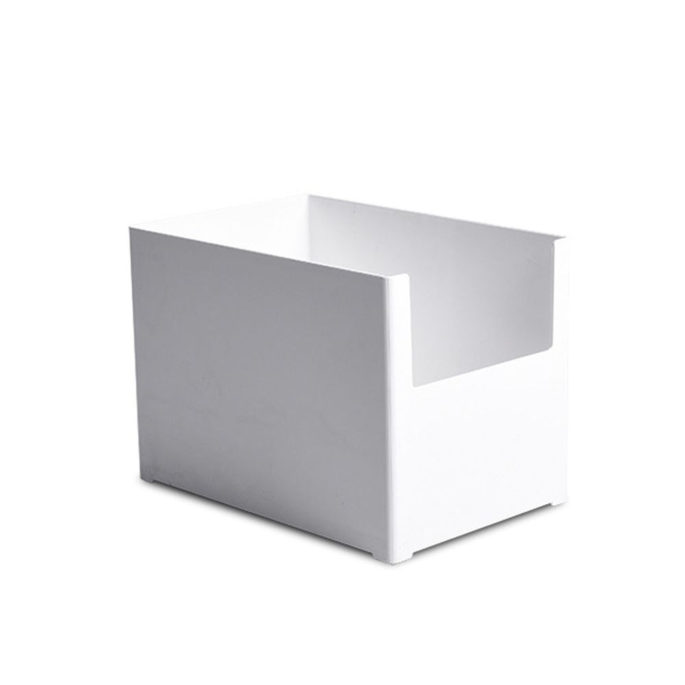 凹型多功能可堆疊收納盒-寬版中號 (14x21x15cm)-附卡扣便籤