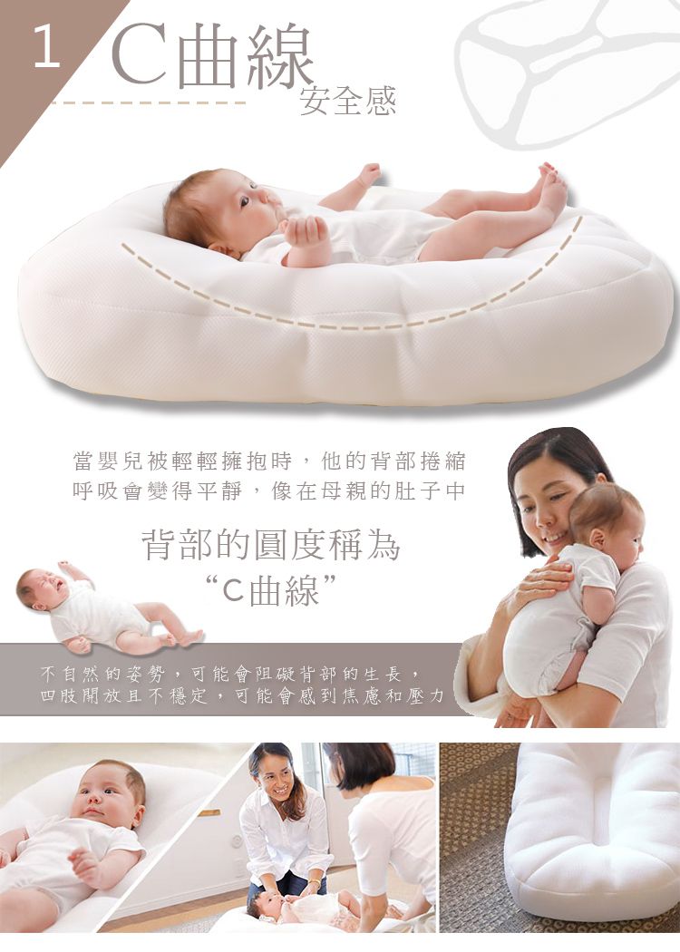 日本Makura - 【iimin】C曲線嬰兒睡窩-白色 (約長74 x 寬 45 x 高 20(頭頂)/高15(足部)cm)