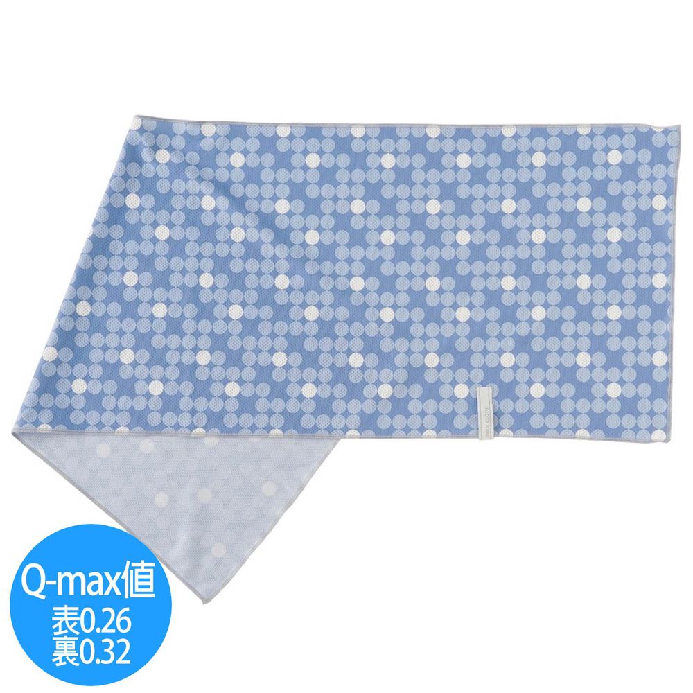 日本小泉 - UV cut 90% 接觸冷感 水涼感巾(附收納袋)-漸層波點-水藍 (30x90cm)