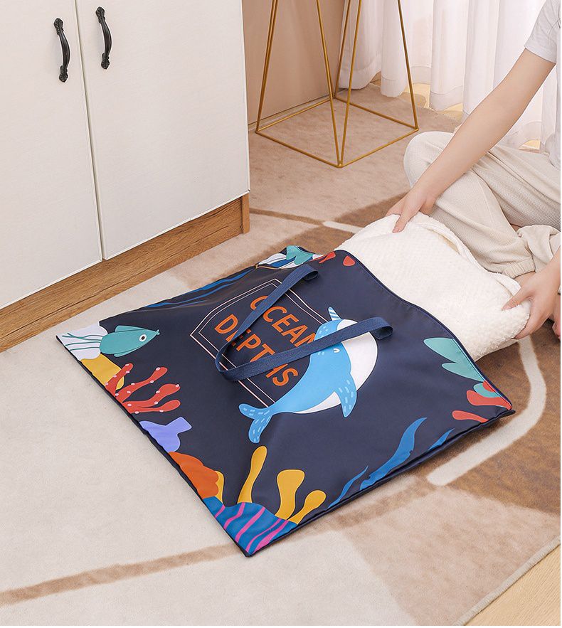 防水棉被收納袋-水母-深藍色