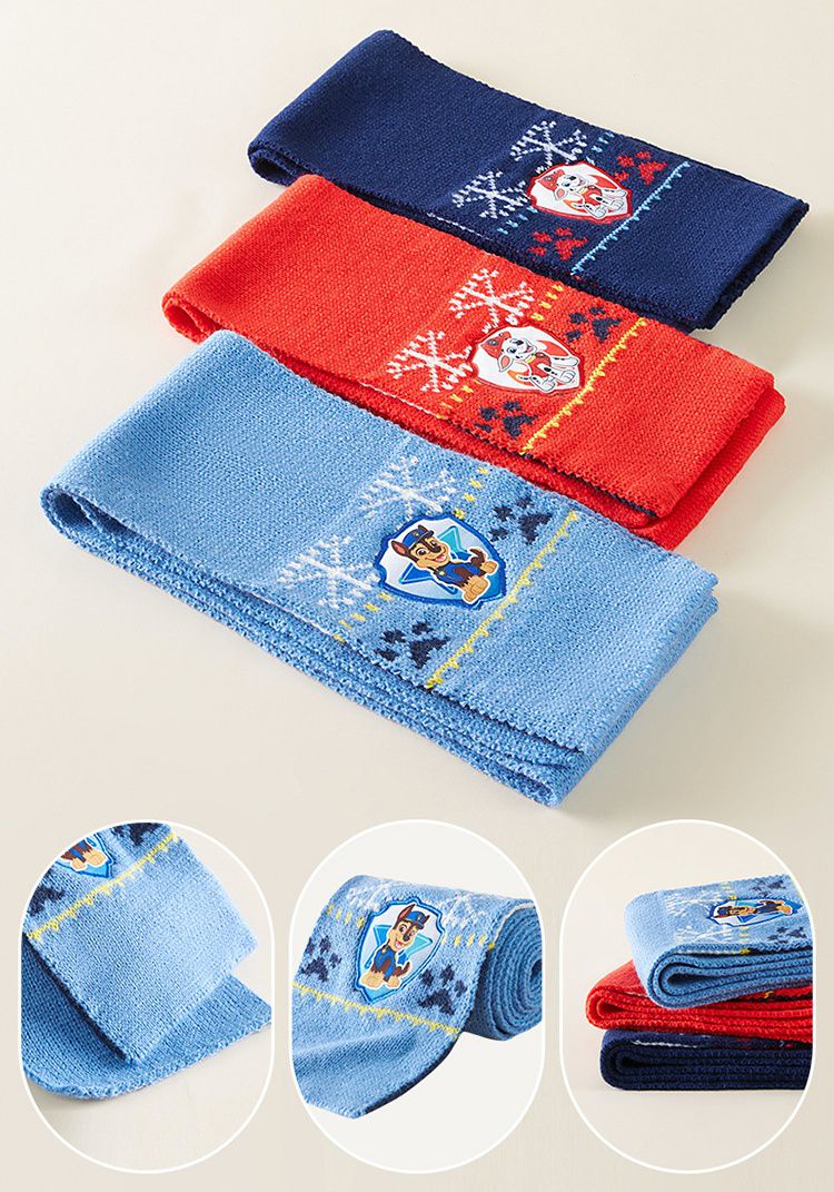 卡通暖暖針織圍巾-卡通人物汪汪隊-阿奇-淺藍色 (120×13cm)