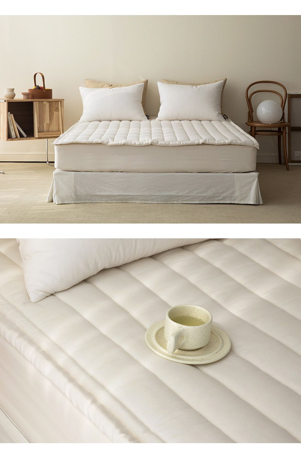 韓國 Maatila - 可水洗超細纖維桃皮感保潔墊/睡墊-象牙白
