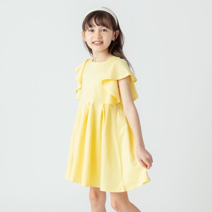 日本 evercloset - 波浪荷葉短袖浪漫洋裝-黑白條紋