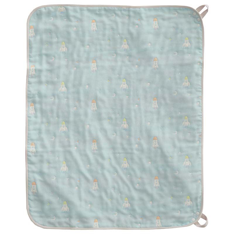 akachan honpo - 多用途6層棉紗被-火箭-淺藍色 (70x85cm)