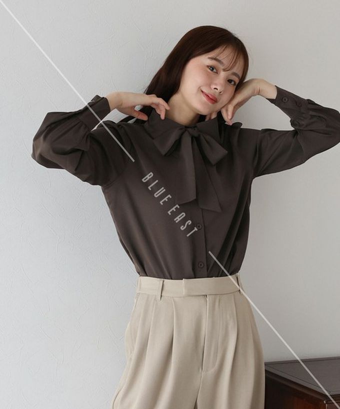 日本 BLUE EAST - 大人氣！優雅扭結雪紡長袖襯衫-白