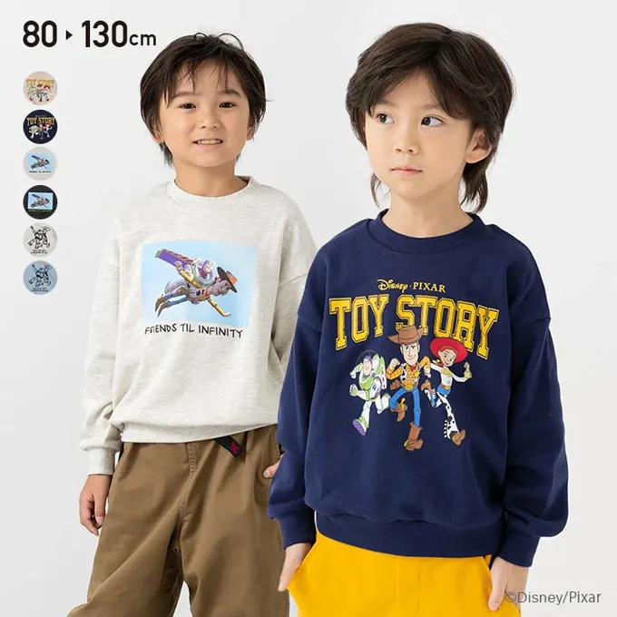 日本 Chil2 - 限定聯名 縮口印花長袖上衣-玩具總動員-向前跑-海軍藍