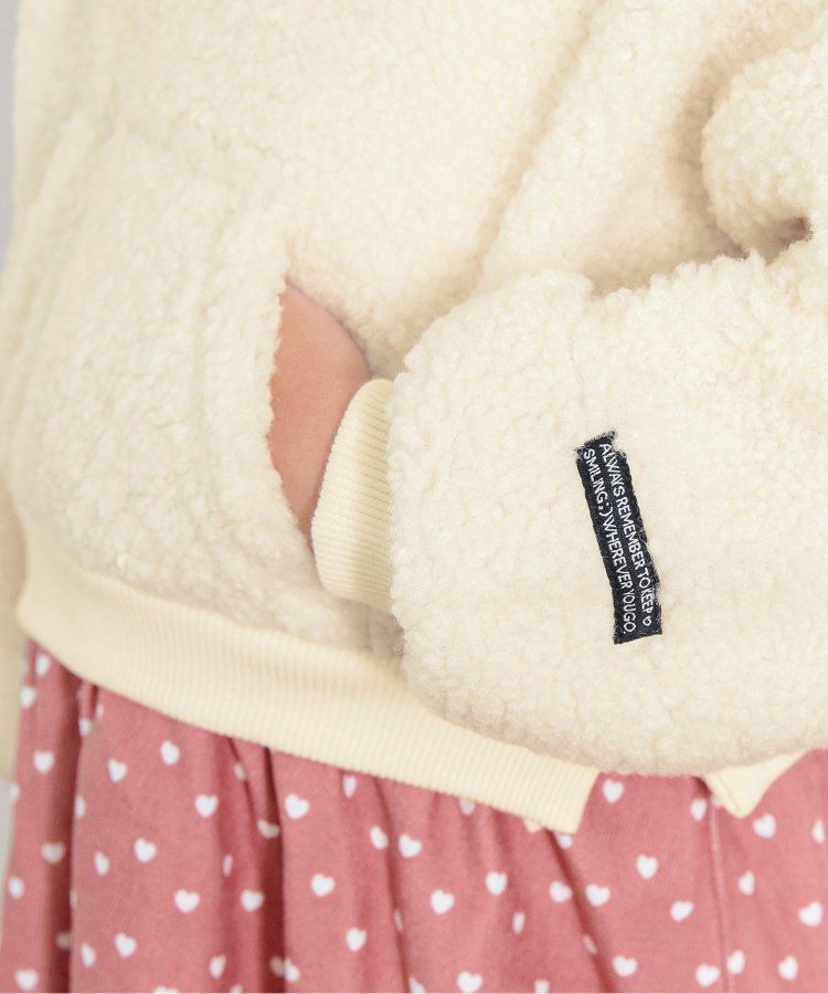 日本 BREEZE - 毛絨印花拼接長袖洋裝-黑x白斑點