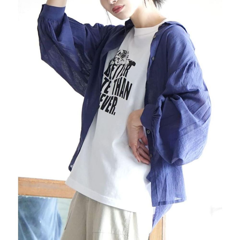 日本 zootie - 純棉輕薄寬鬆長袖襯衫/外套-深藍