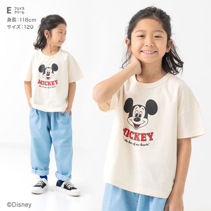 日本 Chil2 - 聯名款  卡通人物米奇純棉短袖上衣-雙手叉腰-白x黃x紫