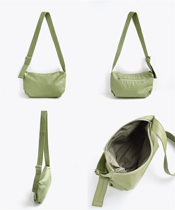 日本 zootie - 水洗皮革單肩側背水餃包-深藍