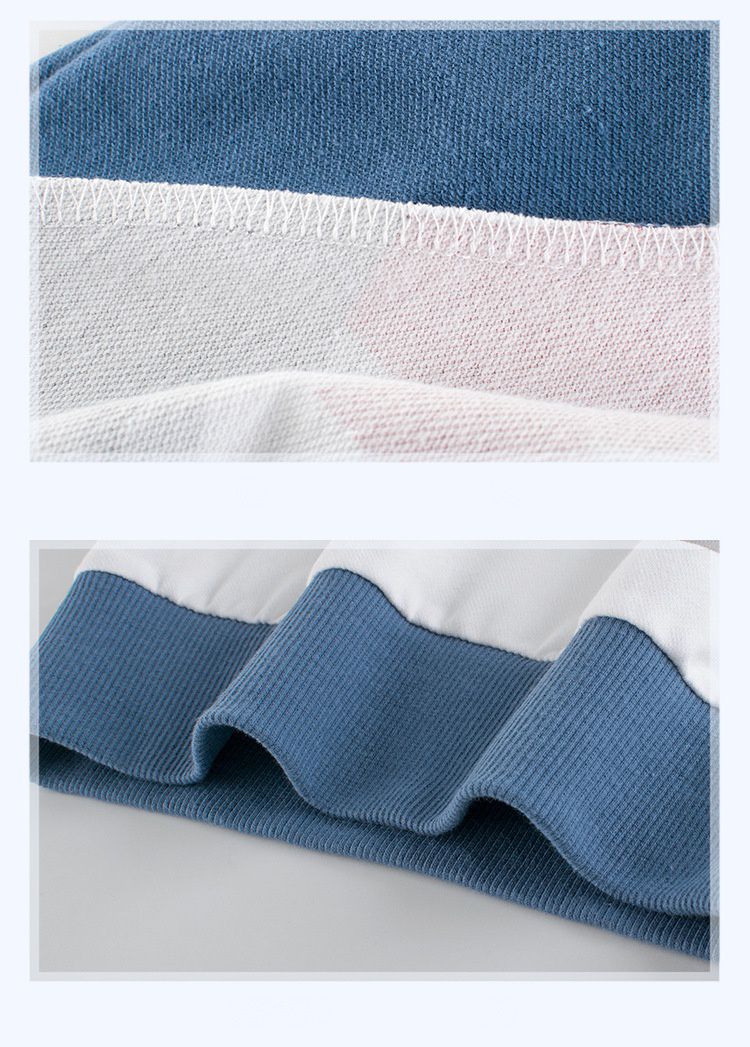 棉質長袖大學T-鯊魚咬咬-藍色