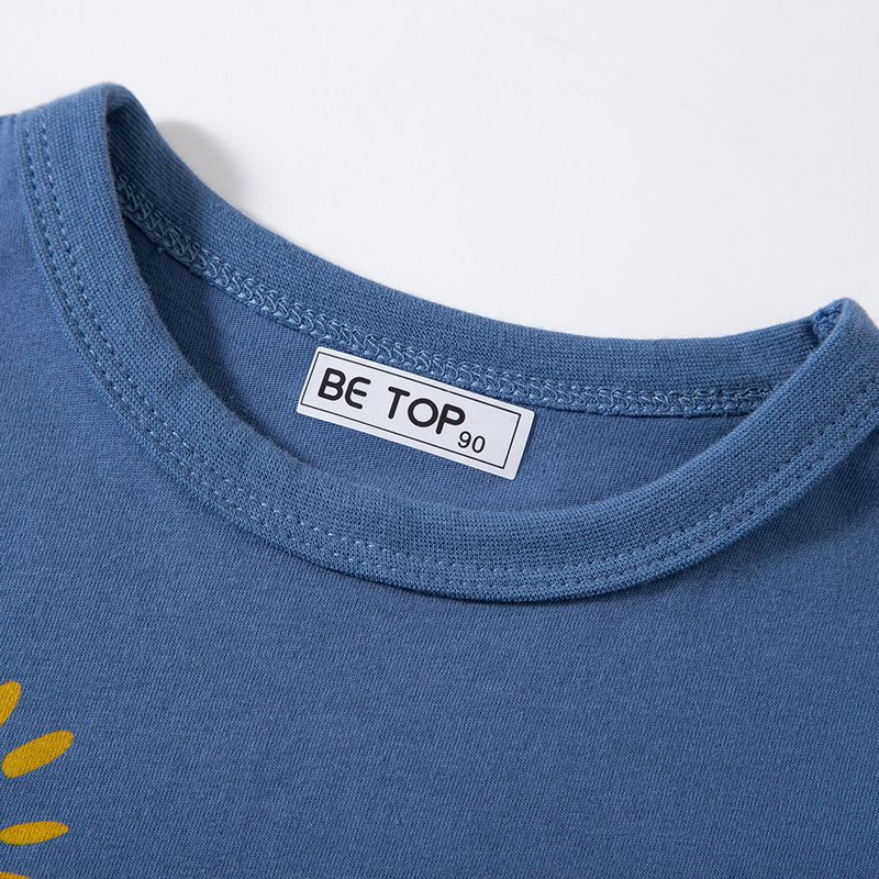 BE TOP - 純棉短袖上衣-恐龍出遊-海軍藍