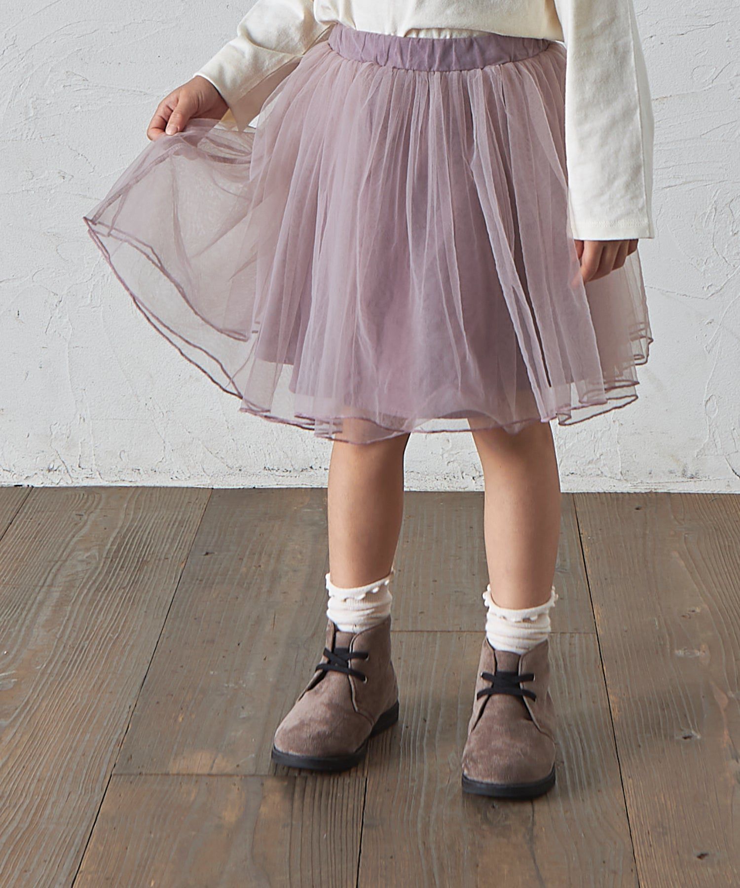 日本 PAIRMANON - 小精靈薄紗澎澎裙(附安全褲)-淺灰