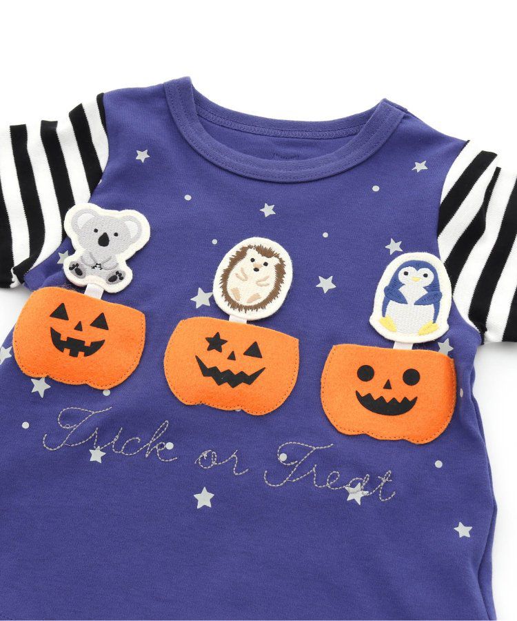 日本 BIT'Z - 萬聖節立體造型拼接長袖上衣-南瓜-白