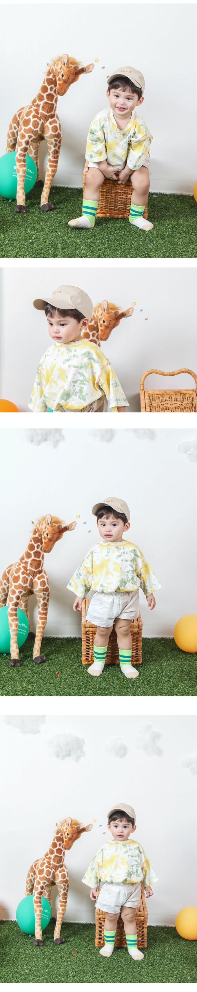 韓國 Babyblee - 正韓製coco刺繡印兒童老帽-湖綠 (FREE[頭圍約48~51cm])