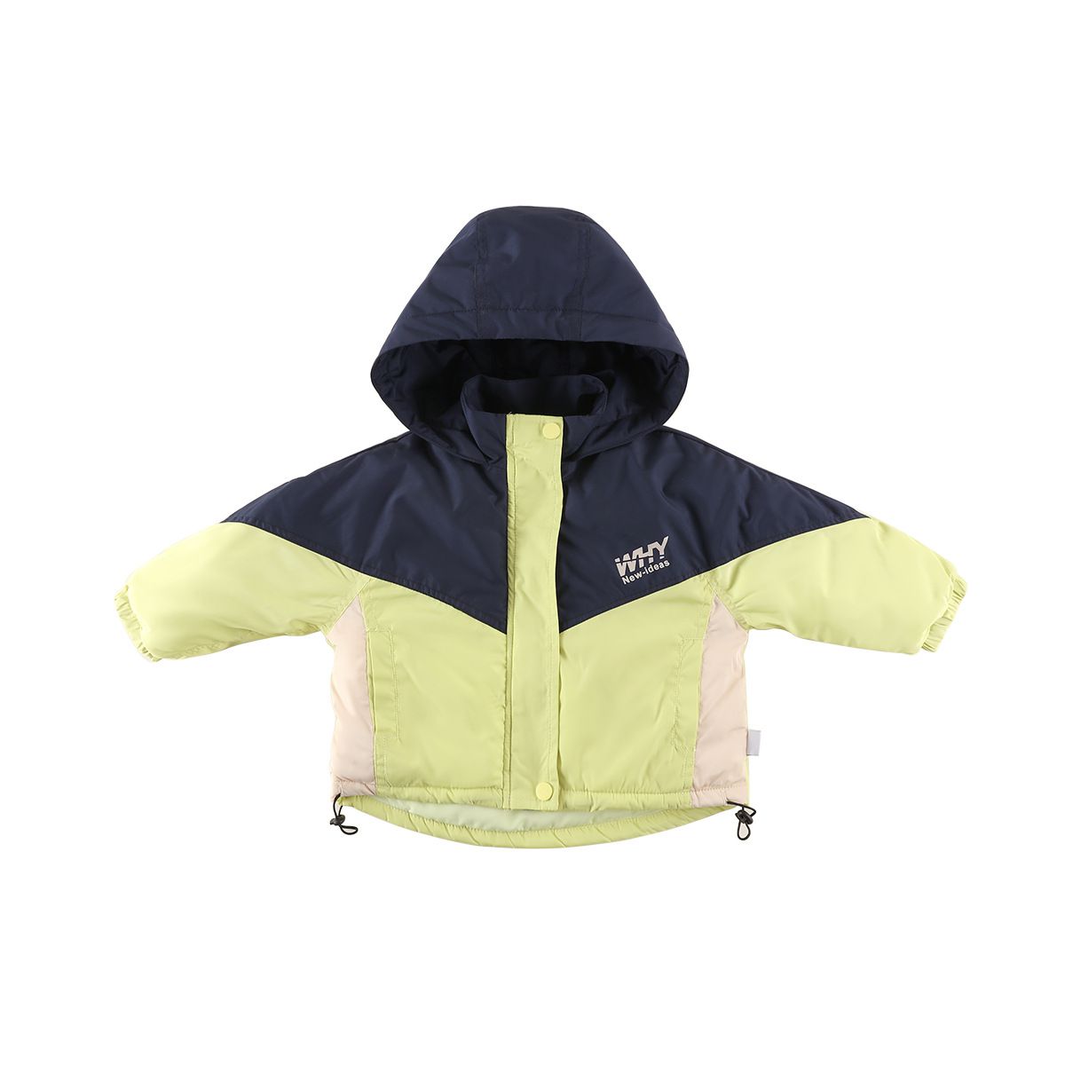 加厚連帽拼色羽絨外套-橘+綠