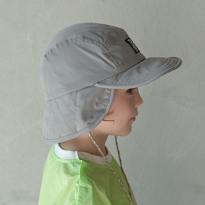 日本 b-ROOM - 帥氣翻折狩獵風遮陽帽-附調節繩-卡其 (54cm)