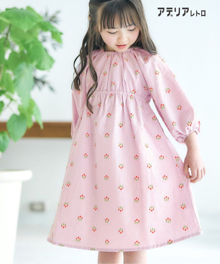 日本 apres les cours - 聯名款 背後蝴蝶結夢幻Ａ字洋裝-粉底小花