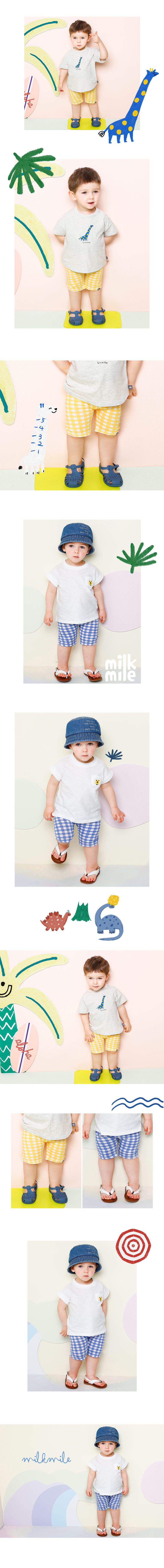 韓國 milk mile - 格子五分內搭褲-黃