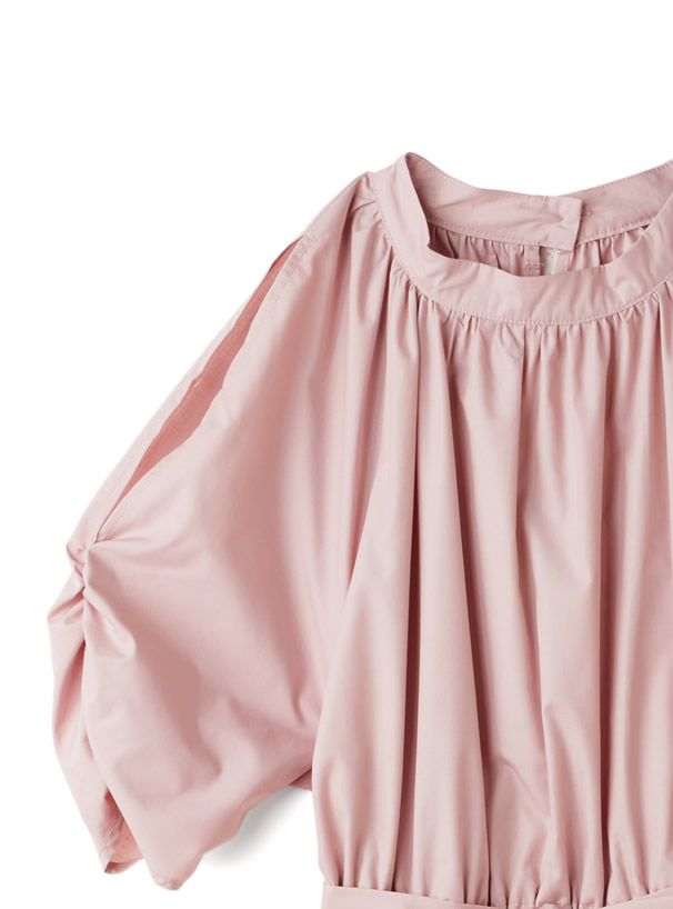 日本 GRL - 甜美蝴蝶結泡泡袖洋裝-冰河灰