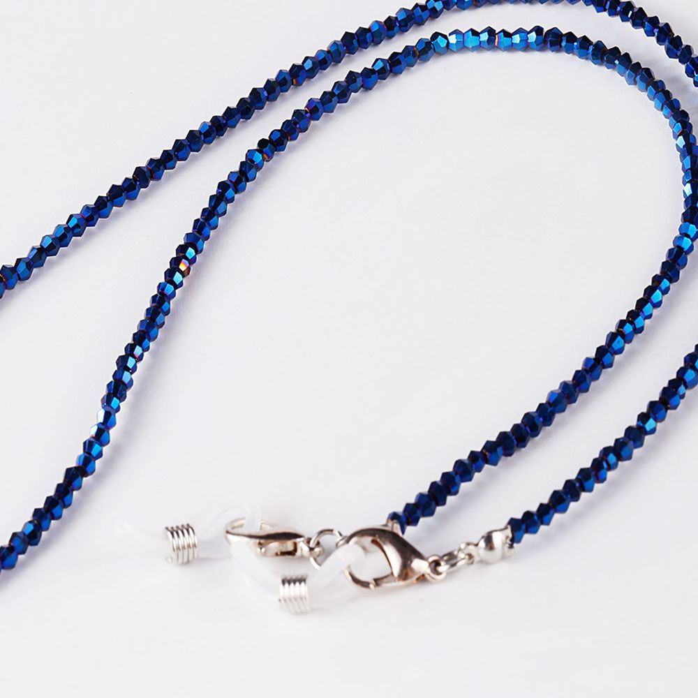 簡約水晶串珠口罩/眼鏡掛繩-深藍色 (總長60cm)