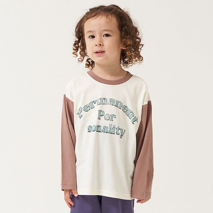 日本 b-ROOM - 100%棉 簡約logo撞色長袖上衣-淺軍綠