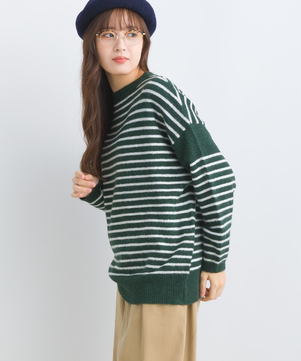 日本女裝代購 - 定番文青感條紋針織上衣-黃