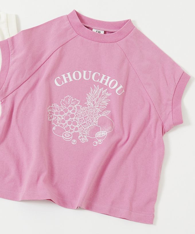 日本 devirock - 女孩印花法式寬袖上衣-甜蜜水果-白