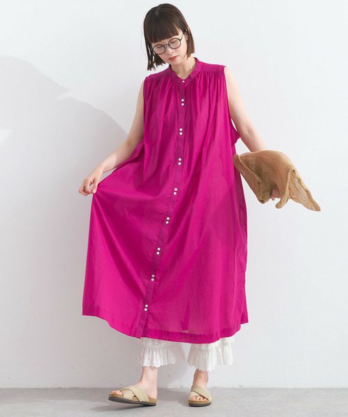 日本 Lupilien - 100%印度棉 清爽素色無袖洋裝-薄荷