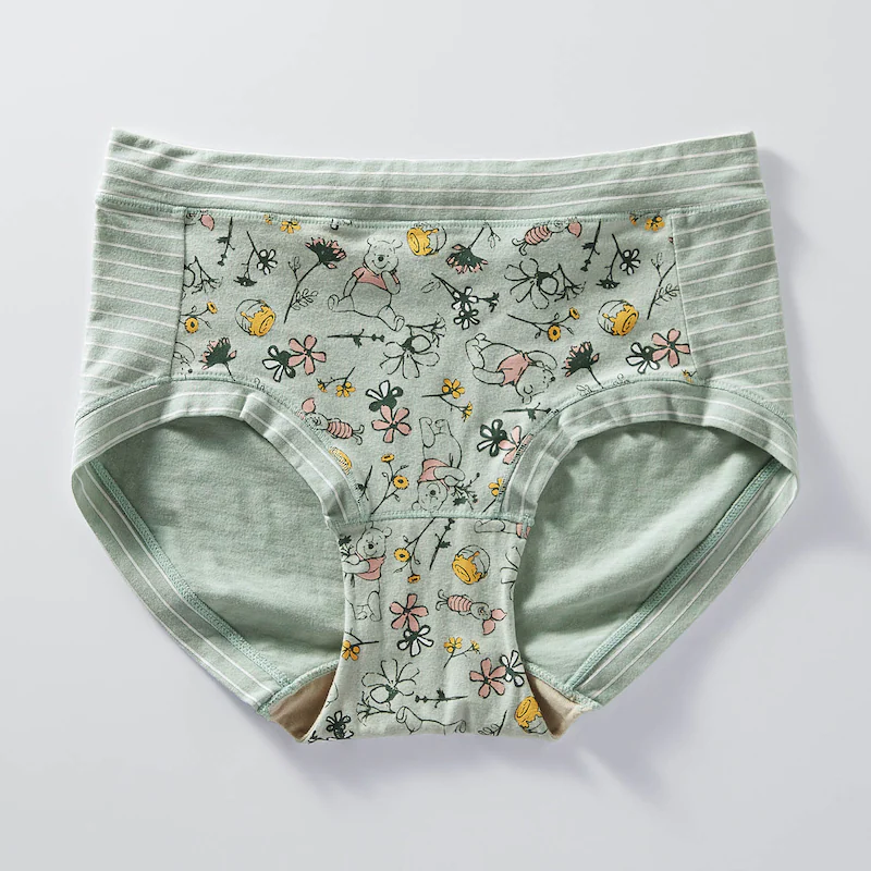 日本千趣會 - 迪士尼印花棉質內褲(媽媽)-小熊維尼-薄荷