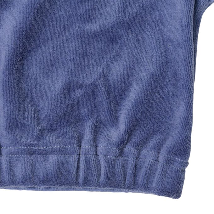 akachan honpo - 長袖亨利領休閒上衣-天鵝絨-深藍色