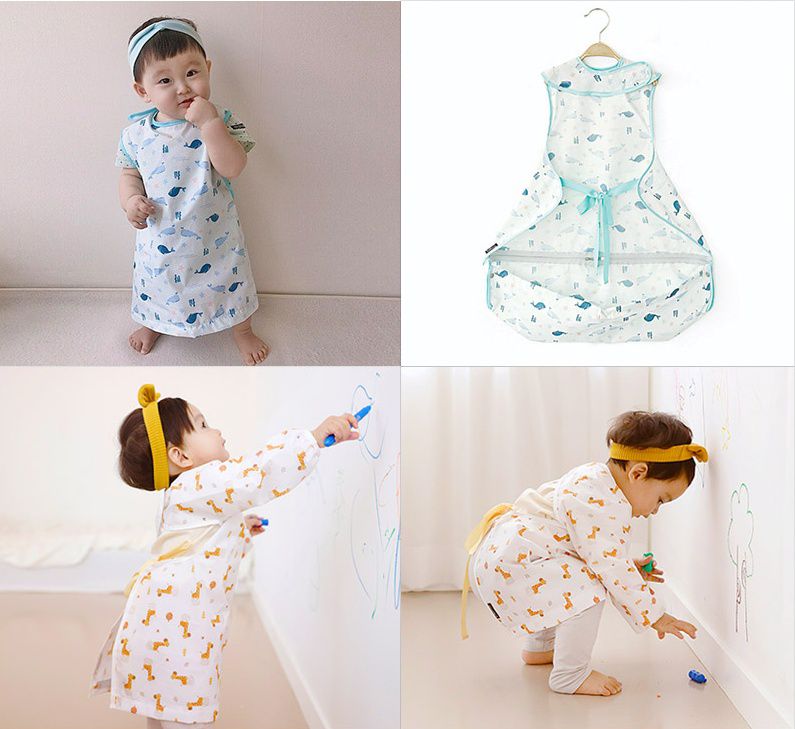 韓國 Babyclo - 多功能防水圍兜/圍裙(無袖)-粉紅大象