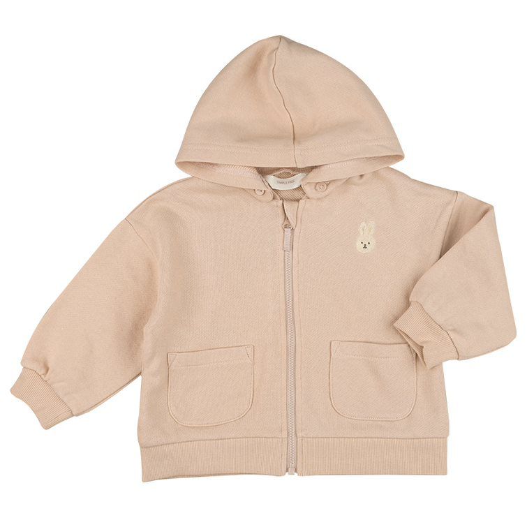 akachan honpo - 連帽外套-毛圈內裡-淺卡其色