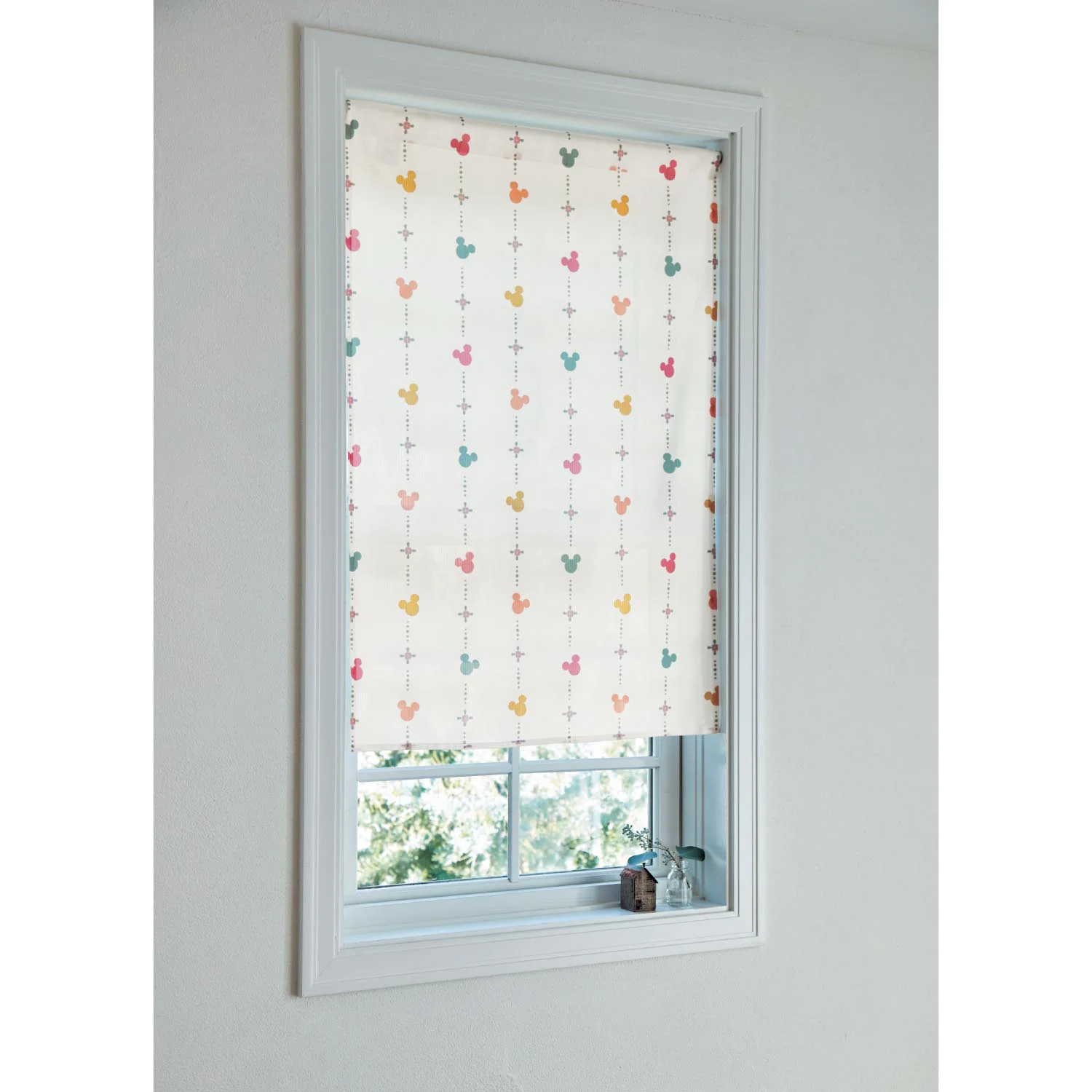 日本千趣會 - 迪士尼 遮光隔熱小窗簾-米奇點點-米灰色系