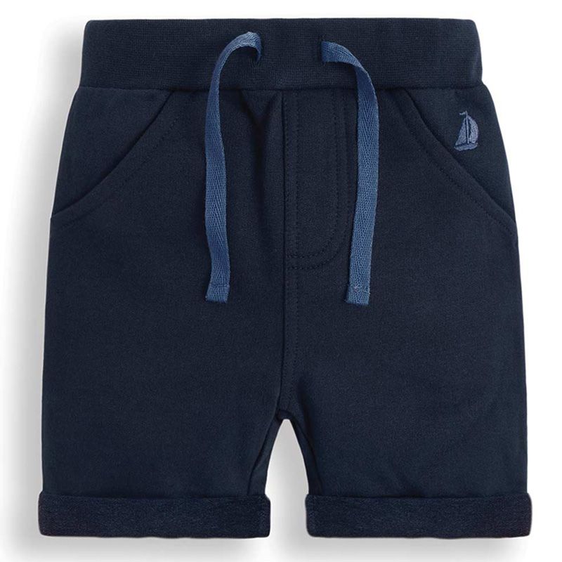 英國 JoJo Maman BeBe - 超優質嬰幼兒/兒童100% 純棉綁繩短褲2入組-海軍藍色