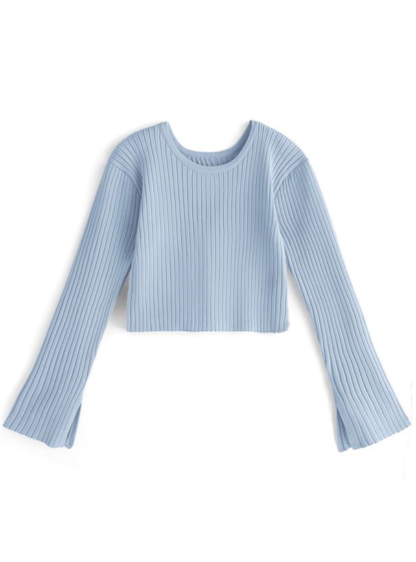 日本 GRL - 甜美交叉短版羅紋針織上衣-粉 (F)