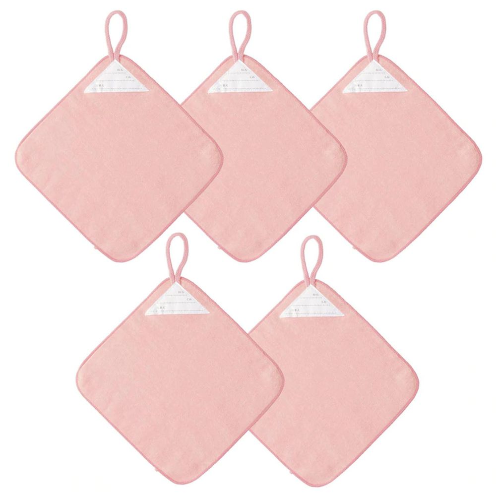 日本千趣會 - 吸水擦手巾/手帕五件組-粉紅