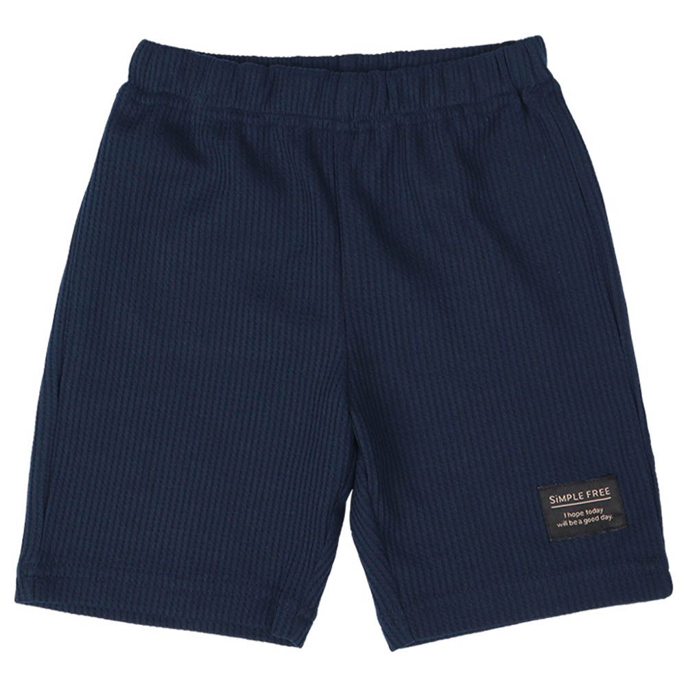 短褲-華夫格-深藍色