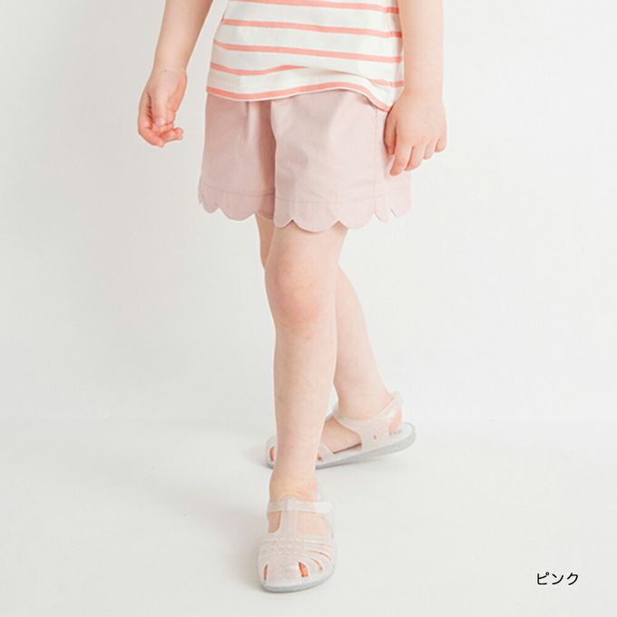 日本 BRANSHES - 心型口袋貝殼下擺可愛短褲-深藍