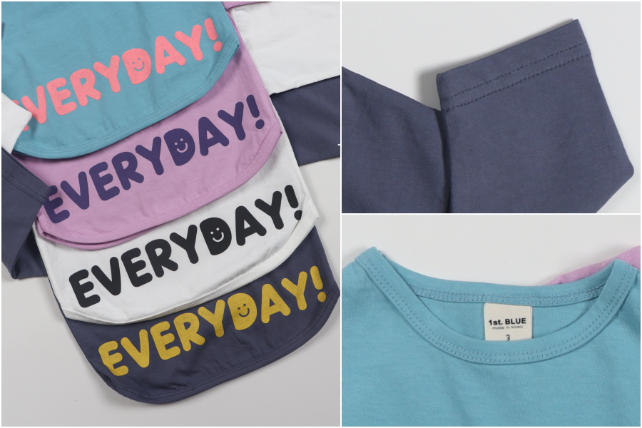 韓國 First Blue - 微笑素色T-粉紫