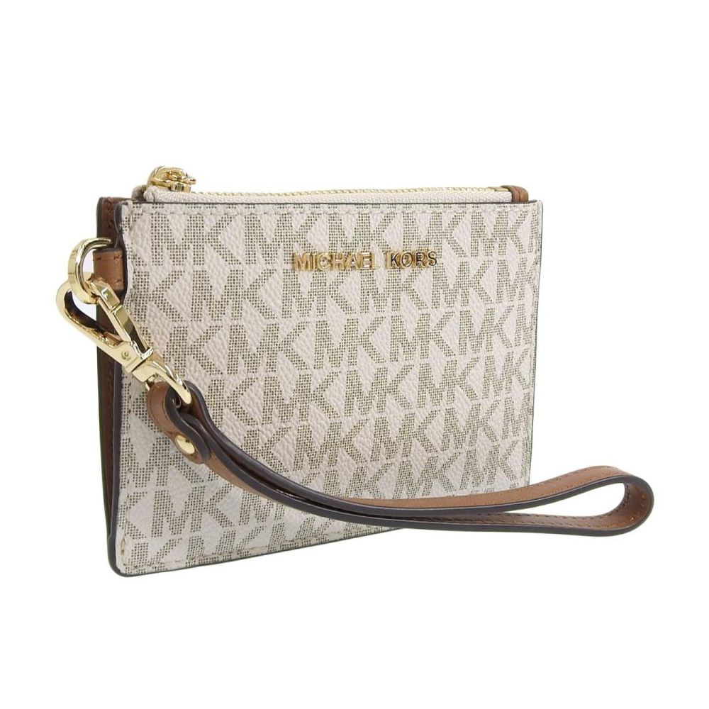 經典老花零錢包拉鍊手拿包 (香草白)