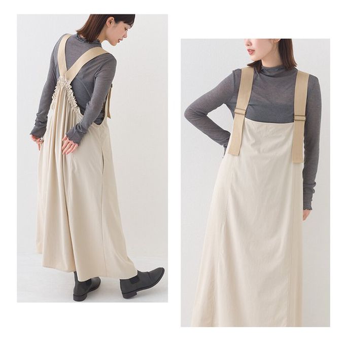 日本 OMNES - 輕量機能工裝風尼龍吊帶洋裝-卡其